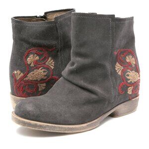 Fly London Suede Embroidered Slouch Booties Grey Red Cream Boho Festival Summer